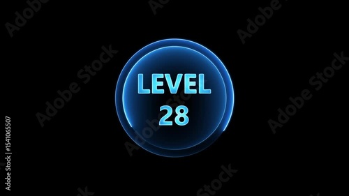 Level 2 neon glowing with neon circle animation. Ideal for futuristic game intros, digital screens, or cyberpunk-style level transitions and UI animations. 4k animation on transparent background