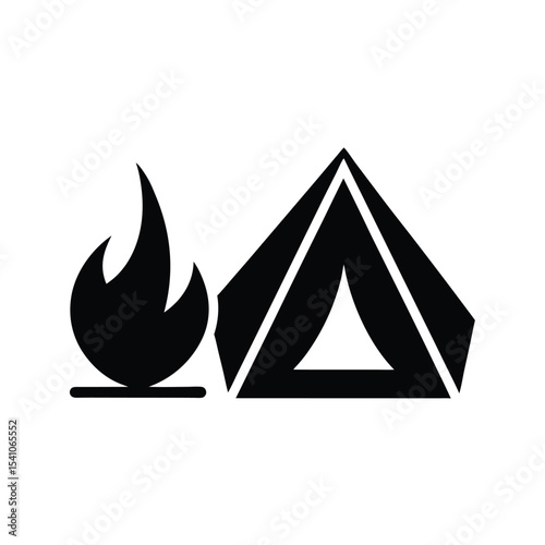 Tent Campfire Combo Icon Vector Illustration