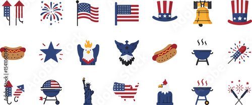 Patriotic American Icons A Collection of 4th of July Graphics