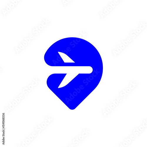 Blue Airplane Location Icon Representing Travel Destinations and Navigation.