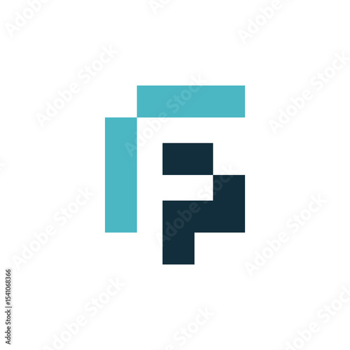 Abstract Pixelated Letter F Logo Design