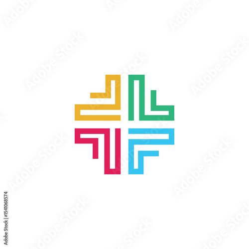 Colorful Geometric Cross Design with Intricate Lines