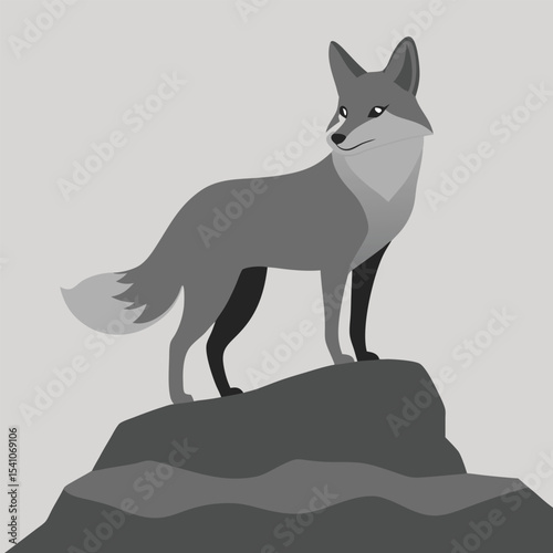 Majestic Fox on a Rock A Stunning Vector Illustration