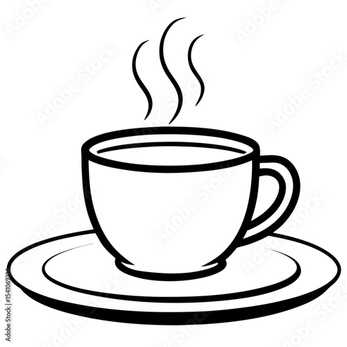 Hot coffee cup and saucer illustration, transparent background