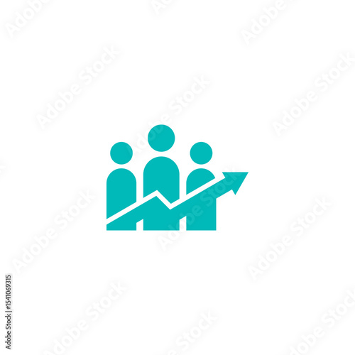 Teal Icon: Three People and Upward Trending Arrow