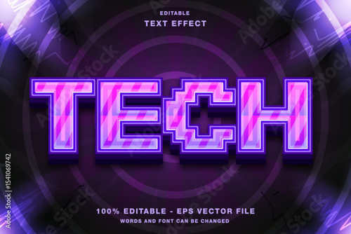 Tech 3D Editable Text Effect Template Premium Vector with Pixel Style