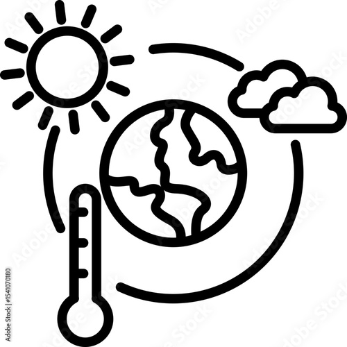 Climate Change Action line icon