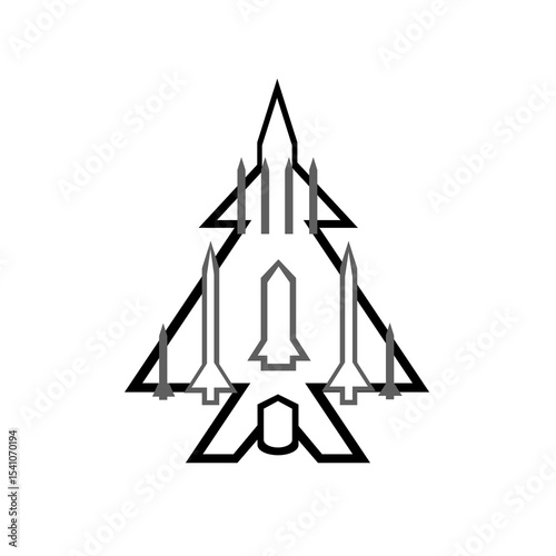 illustration 5th generation fighter jet icon. Latest technology and concept 