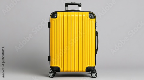 Bright yellow hard-shell luggage case against a neutral backdrop.