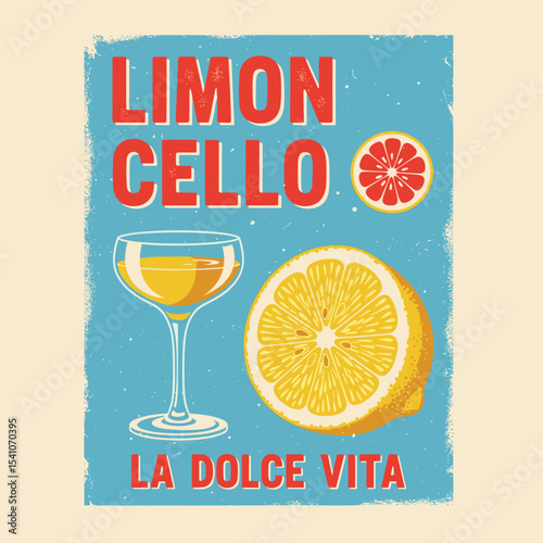 Limon Cello la dolce vita. orange juice and limon vector graphics. girls graphics in vector. summer print design. food fashion graaphics.