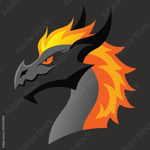 Fiery Dragon Head  A Majestic Vector Illustration (145).eps