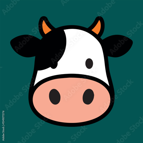 funny cow cartoon face  vector illustrator design 