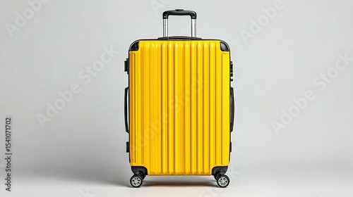 Bright yellow suitcase against a plain background.