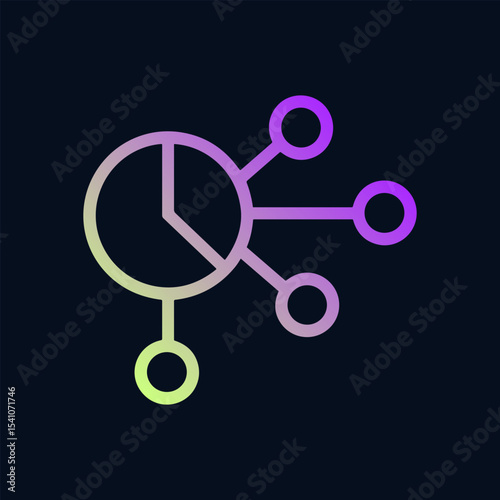 A diagram representing interconnected data analysis. Icon symbol illustration