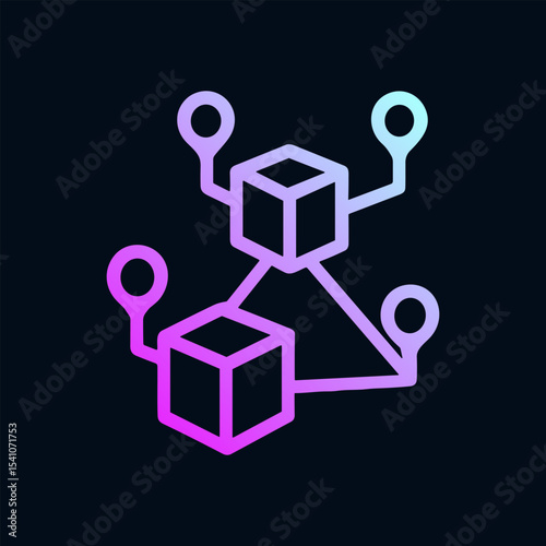 Abstract interconnected network with vibrant gradients. Icon symbol illustration