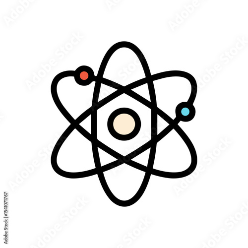 Atomic model electron paths. Icon symbol illustration