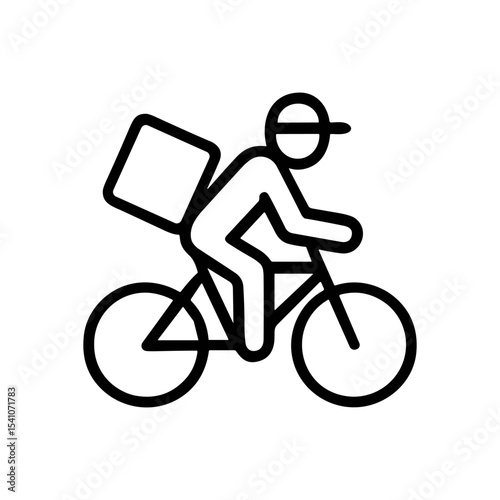 Bicyclist delivering a package quickly. Icon symbol illustration