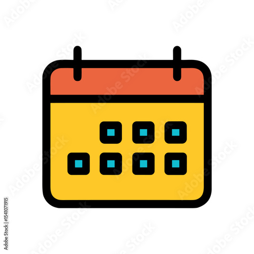 Bold calendar icon with marked days. Icon symbol illustration