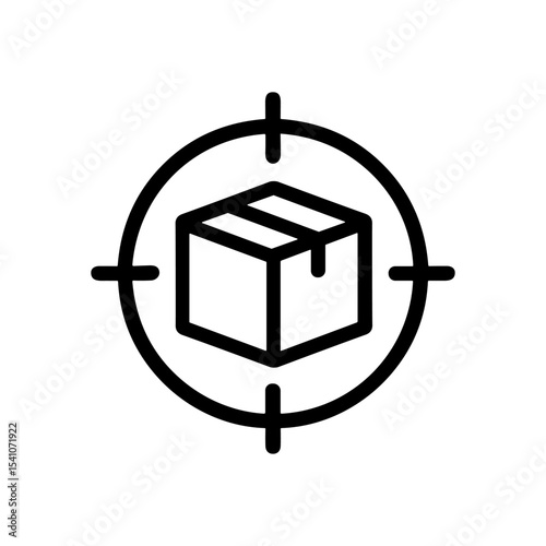 Box targeted within sights crosshairs icon. Icon symbol illustration