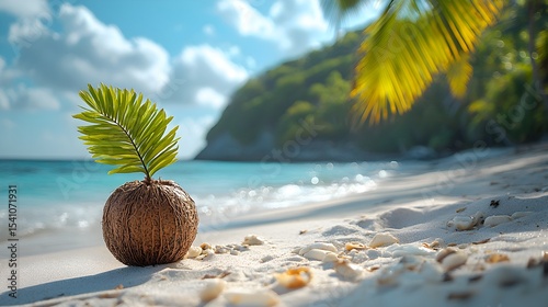 a coconut on the beach