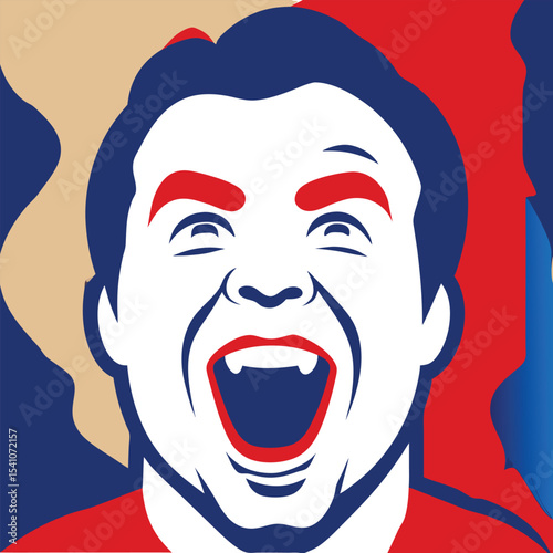 Vector Illustration Exuberant Expression of Joy and Excitement