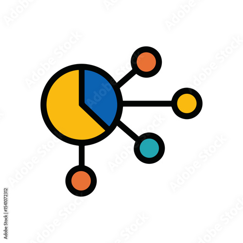 Data network visualization circular chart hub. Icon symbol illustration