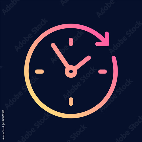 Deadline clock with circular arrow symbol. Icon symbol illustration