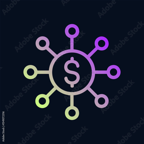 Decentralized dollar Purplegreen finance node. Icon symbol illustration
