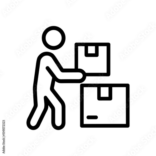 Delivering boxes A simple human action. Icon symbol illustration
