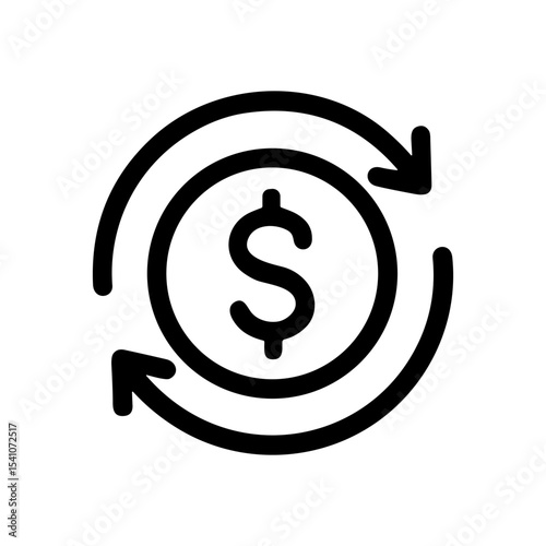 Dollar cycle continuous financial transaction flow. Icon symbol illustration