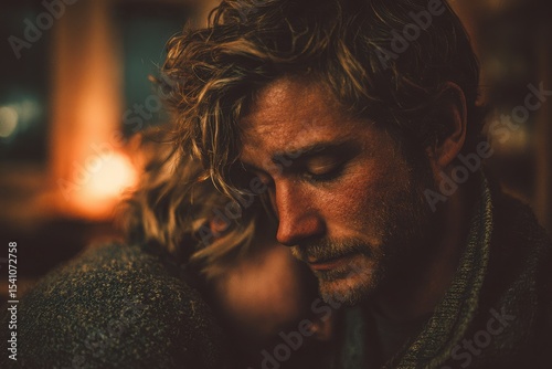 An emotional support scene showing a man with long hair comforting an anxious individual