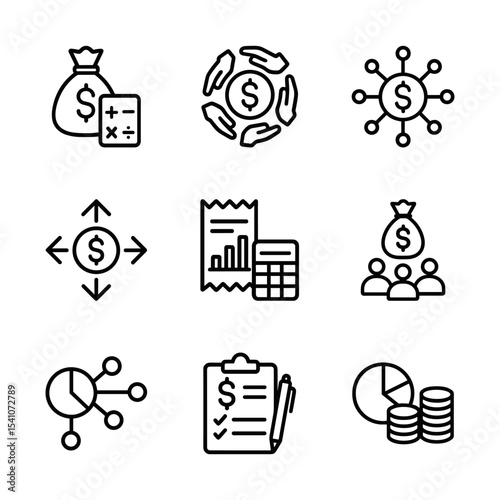 Finance icons convey monetary themes. Icon symbol illustration