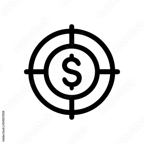 Financial target aiming for profitable success. Icon symbol illustration