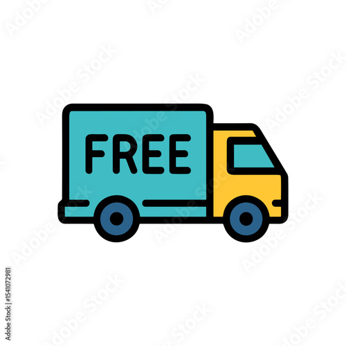 Free delivery truck swift motion. Icon symbol illustration