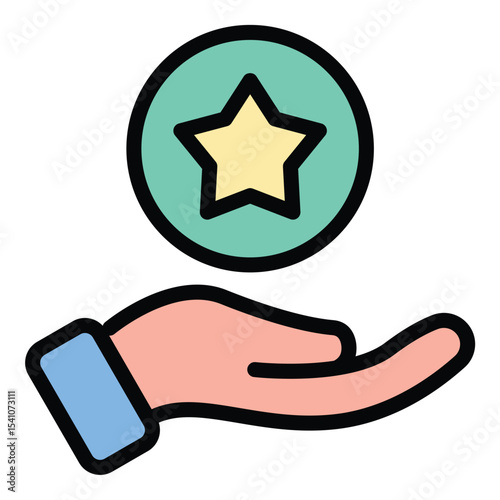 Premium service icon flat line style illustration representing high-quality or exclusive offerings, suitable for luxury, subscription, and customer service-related projects