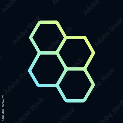 Gradient hexagons in a dark honeycomb shape. Icon symbol illustration