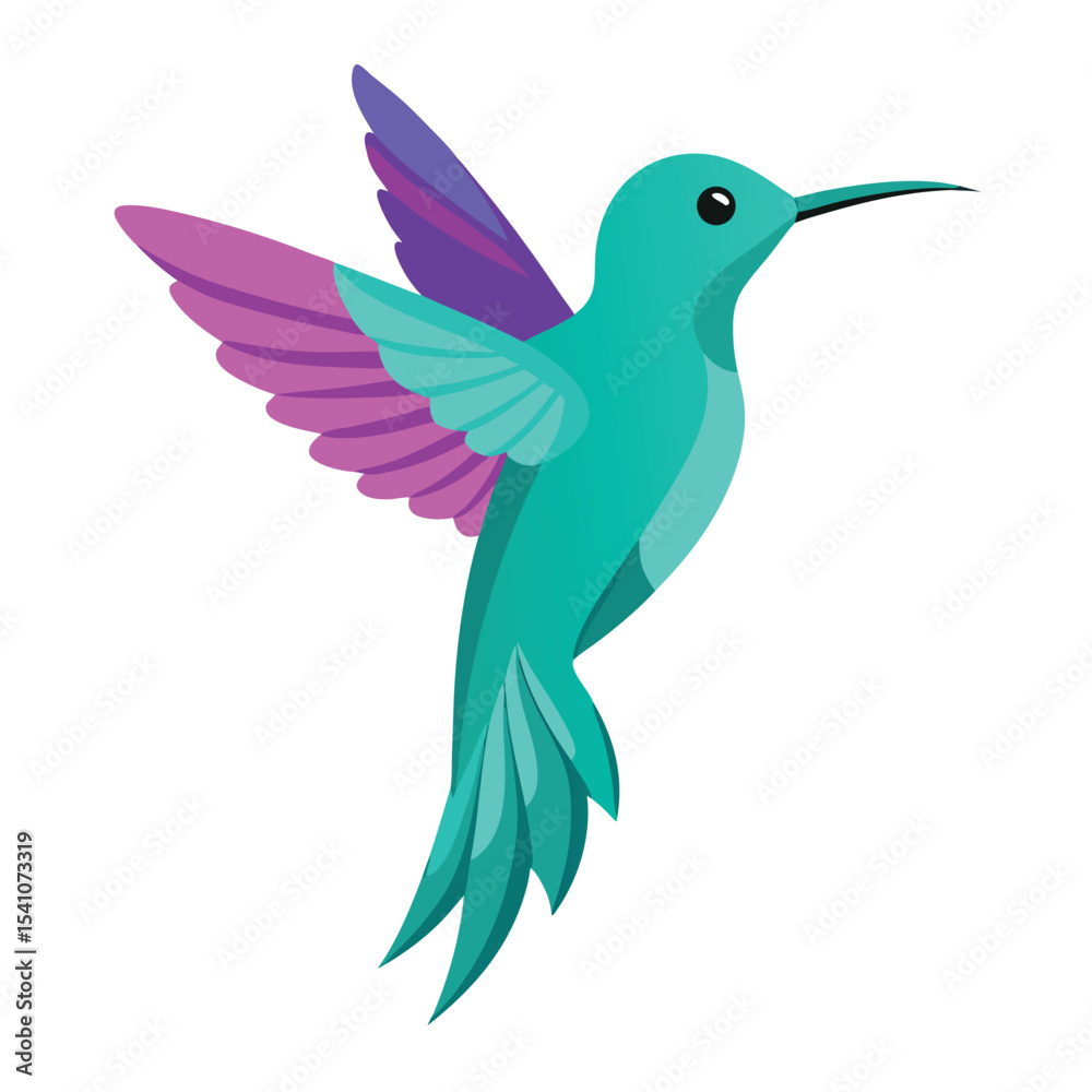 Fototapeta premium Turquoise and Purple Hummingbird Vector Illustration