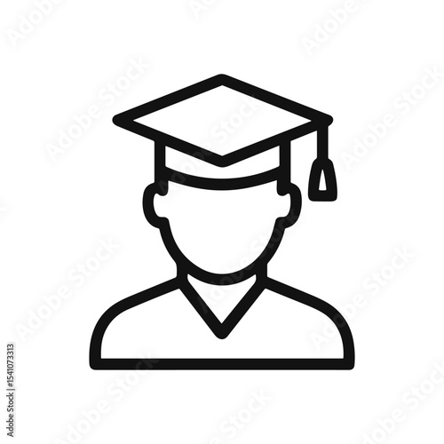 Graduate silhouette icon with mortarboard cap. Icon symbol illustration