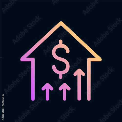 Home Economics Rising House Price. Icon symbol illustration