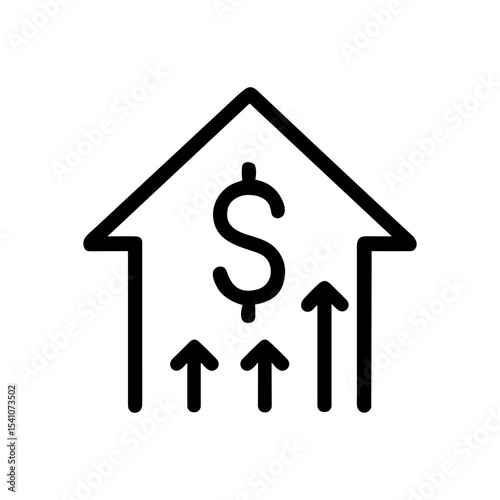 Housing market value growth illustrated. Icon symbol illustration