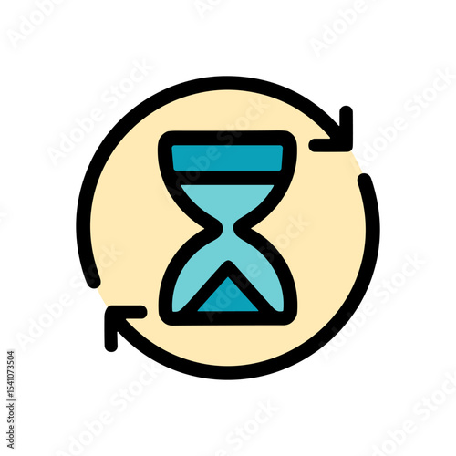 Hourglass rotating in continuous loop. Icon symbol illustration