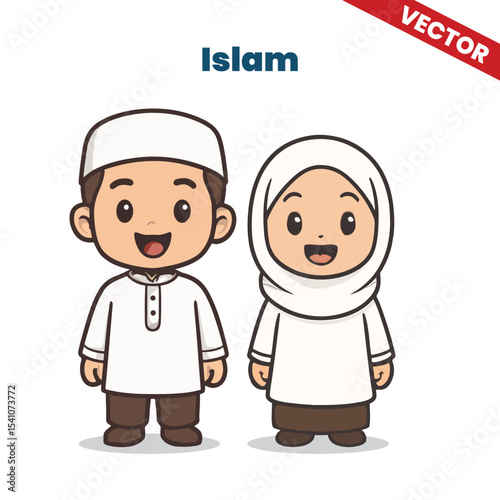 Islamic Traditional Clothes Vector Illustration