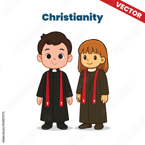 Christian Pastor and Church Attire for Kids Vector