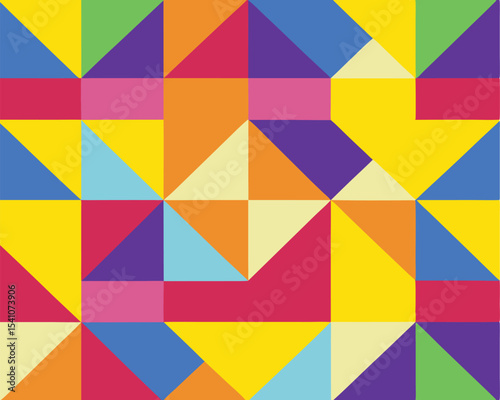 Geometric pattern with colorful triangles and rectangles