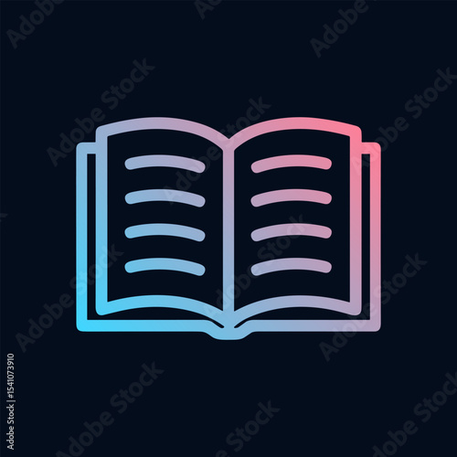 Open book with gradient pages. Icon symbol illustration