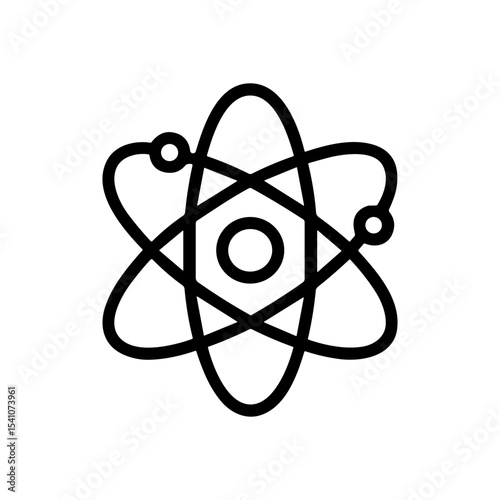 Orbiting particles depict atoms structure. Icon symbol illustration