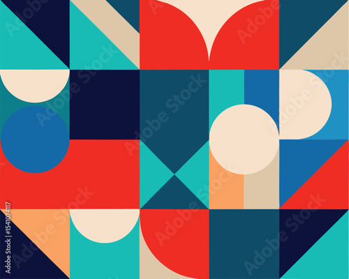 Abstract geometric pattern with circles and triangles art