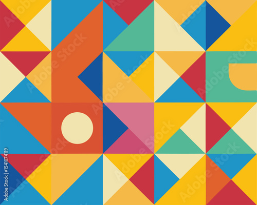 Abstract geometric pattern with triangles and squares art