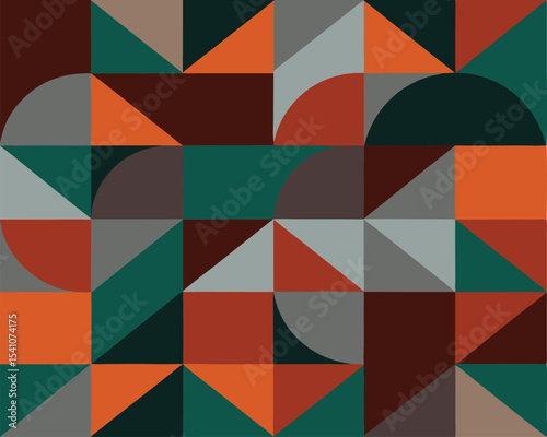 Abstract geometric pattern with triangles and half circles