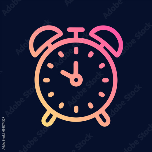 Retro alarm clock indicating time. Icon symbol illustration